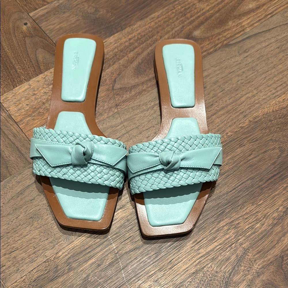 Mint Green Woven Slide Sandals